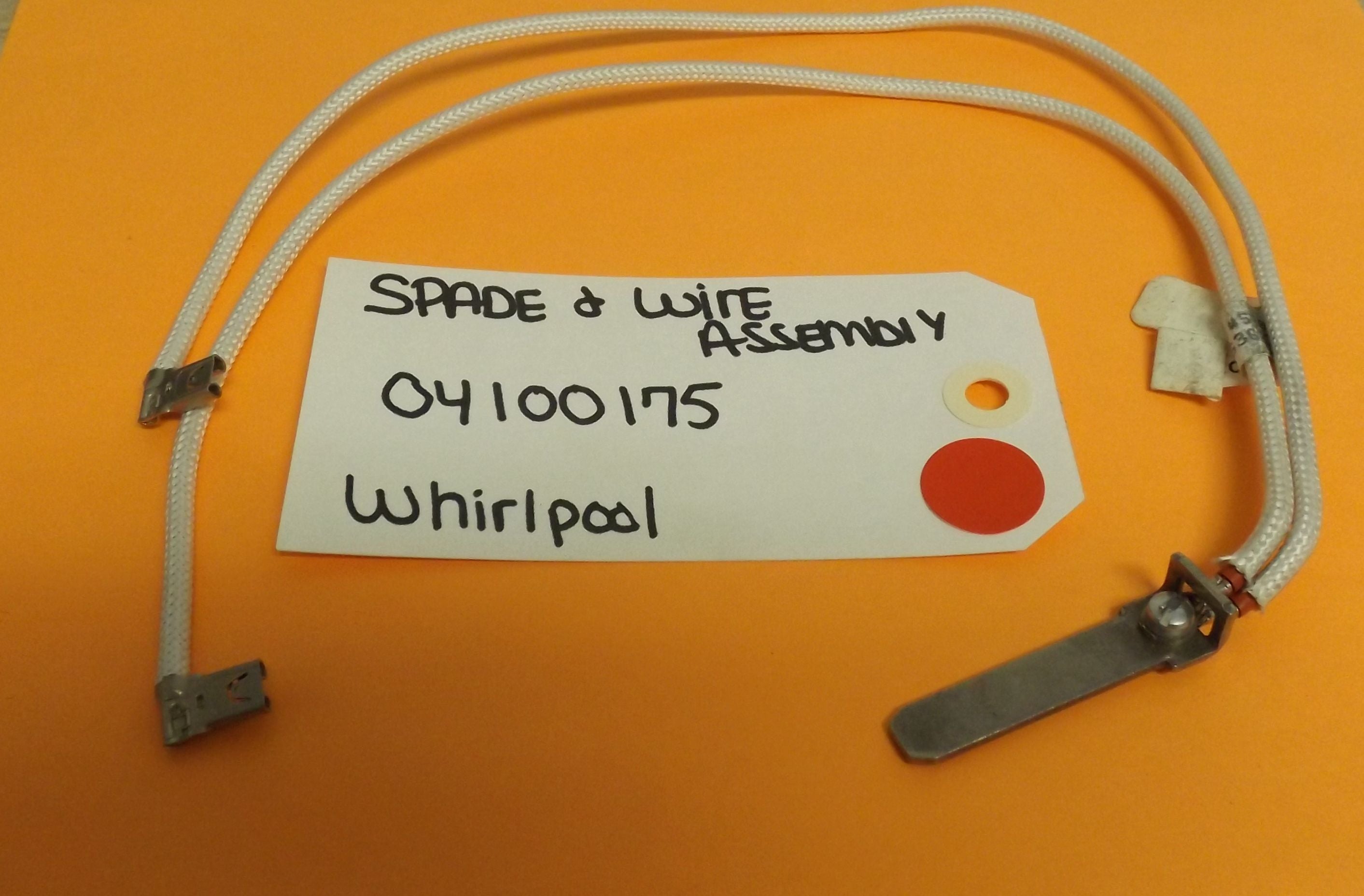 WHIRLPOOL STOVE 04100175 SPADE & WIRE ASSEMBLY (NEW) WHIRLPOOL STOVE 04100175 SPADE & WIRE ASSEMBLY (NEW)